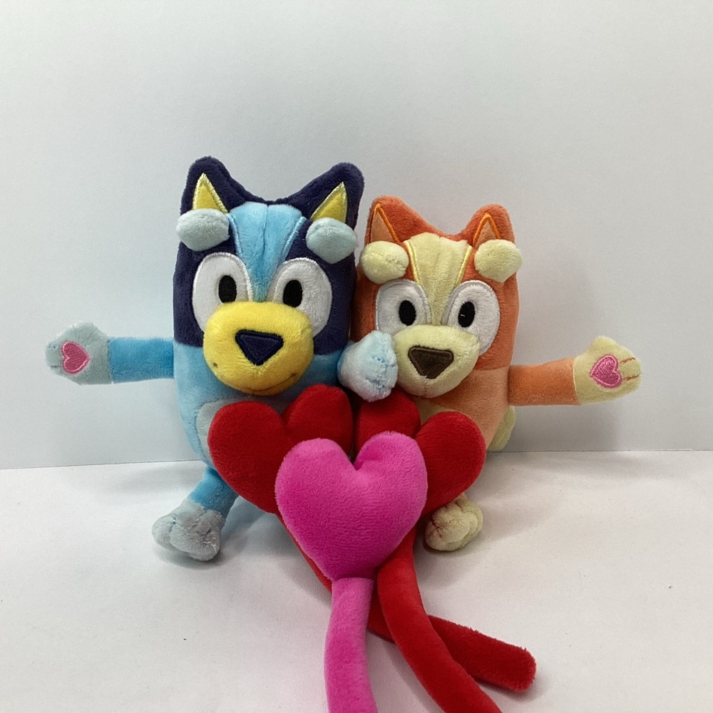 Bluey Bingo Plush Valentines Day Hearts Stuffed Animal Disney Junior Puppy Dog
